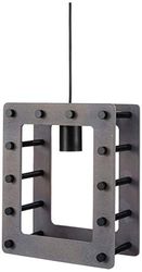 Homemania Lampada a Sospensione Theo Nero, Grigio in Metallo, Legno, 23 x 14 x 80 cm