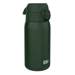 ION8 Botella Agua Inox Ligero para Niños, 400ml, Sin Aislamiento, a Prueba de Fugas, Fácil de Abrir, Cerradura Segura, Aptas para Lavavajillas, Fácil de Limpiar, Resistente a Rayones, Verde Oscuro