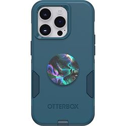 OtterBox Bundle Commuter Series Hoesje voor iPhone 14 PRO - (Don't BE Blue) + PopSockets PopGrip - (Olie Agaat)