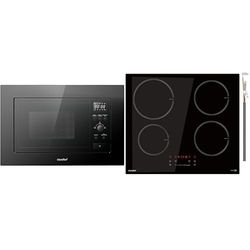 COMFEE' Forno a Microonde da Incasso Digitale, 20 Litri, CBMAG820BJL-BK + COMFEE' CIH741F238K0 7400w Piano di Cottura a Induzione da Incasso con 4 Zone di Cottura Piani di Cottura in Ceramica
