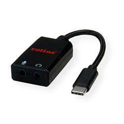 ROLINE adapter USB type C - 2x 3,5 mm audio, ST/BU, 0,13 m