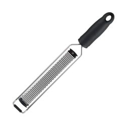 MasterChef Lemon Zester Grater Tool for Citrus Fruits, Garlic, Ginger, Nutmeg, Parmesan Cheese, Chocolate etc, Extra Fine Stainless Steel Blades with Black Easy Grip Handle & Non-Slip Rubber Foot