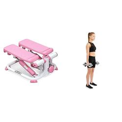 Sunny Health and Fitness Exercise Stepping Machine, Portable Mini Stair Stepper for Home or Office + Adjustable 15 KG Dumbbell Set w/Carry Case, Space Saver, Secure Quick-Lock