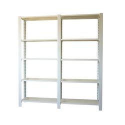 Simon Rack Librería Estanteria Oficina, 2 Módulos, 2100x1800x400 mm, 5 Alturas, Bandeja Madera, Estilo Industrial, Metálicas, Blanco - Officlick
