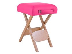 QUIRUMED Tabouret Pliant en Bois avec Assise tapissée Rose