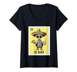 Donna Funny Mexican Nickname Design - El Alien Maglietta con Collo a V