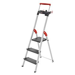 Escabeau de sécurité Pliable en Aluminium 3 marches Larges Hailo L100