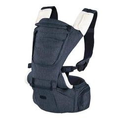 Chicco Hip Seat Carrier Ergonomisk Bärsele från 0 månader till 15 kg, med avtagbar styv bas, vadderade axelremmar - Denim