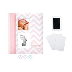 Pearhead - Livro de lembrança de bebé, com padrão cheurón e textos em inglês rosa rosa