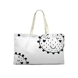 Bonamaison Printed Tote Bag, Reusable Grocery Bag, Shopping Bag, Machine Washable, Foldable, Canvas Cloth Bag with Handles, 50x40 Cm
