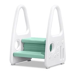 HENGMEI Taburete Infantil con 2 escalones de plástico, para habitación Infantil, Cocina y baño, Color Verde