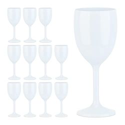 Relaxdays Bicchieri Calici di Plastica, Set, Antiurto, Riutilizzabili, Senza BPA, Champagne e Spumante, Bianco, 12 unità (Confezione da 1)