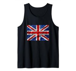 Cool Retro UK Distressed Flag Illustration Graphic Designs Camiseta sin Mangas