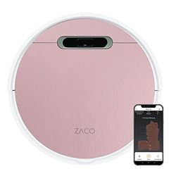 ZACO V6 Stofzuigrobot met dweilfunctie, stofzuigen en vegen tegelijk, tot 2.000 Pa zuigkracht, stofzak (voor allergie) & stofreservoir, app, Alexa, GoogleHome, voor dierenharen, tapijt & harde vloeren