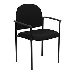 Flash Furniture Chaise d’appoint empilable et Confortable avec accoudoirs, Acier, Tissu Noir, BT-516-1-BK-GG
