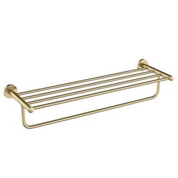 Kraus Elie KEA-18842BG - Mensola da bagno con barra porta asciugamani, colore: oro spazzolato