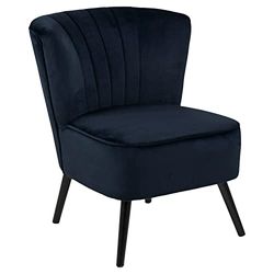 Marca Amazon - Movian Butaca lounge tapizada, base con 4 patas de madera, Azul Medianoche, 66,5 x 71 x 80 cm