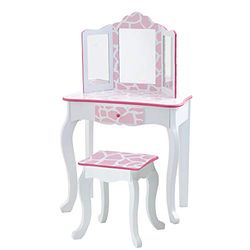 Fantasy Fields Coiffeuse Enfant en Bois Table Maquillage Miroir Tabouret Teamson TD-11670D