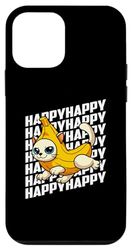 Coque pour iPhone 12 mini Happy Banana Cat Meme Bananacat Happy Kitty Amoureux des chats Meme