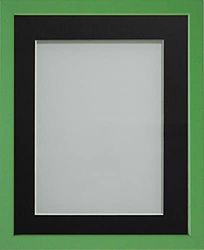 Frame Company Jellybean Range Green Wooden 8x8 inch Picture Photo Frame with Black Mount for Image 5x5 inch * Choice of Colours & Sizes* Fitted with Perspex