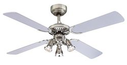 Westinghouse 7211240 Princess Euro Plafondventilator, A++ Tot E, Metaal, GU10, Donker Tin/Chroom, 105 x 105 x 40 cm
