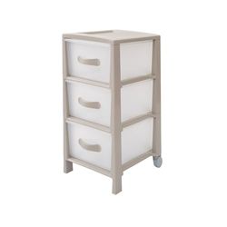Avilia Commode van polypropyleen met 3 laden, taupe – organizer voor slaapkamer, keuken en kantoor, ruimtebesparend en duurzaam, 39,5 x 38 x 63 cm