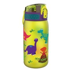 Ion8 Kids Water Bottle, 350 ml/12 oz, Leak Proof, Easy to Open, Secure Lock, Dishwasher Safe, BPA Free, Carry Handle, Hygienic Flip Cover, Easy Clean, Odour Free, Carbon Neutral, Dinosaur Design