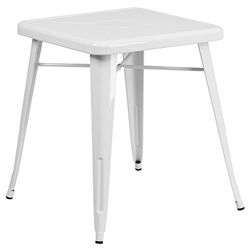 Flash Furniture Kwadratowy stół wewnątrz na zewnątrz, metal biały, 64,77 x 63,5 x 15,24 cm