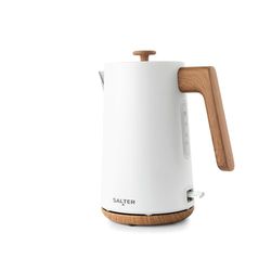Salter EK5822WHT Toronto 1.7L Kettle – 3KW Rapid Boil, 360° Base, Limescale Filter, Stylish Wood Effect, Cordless, Boil Dry Sensor & Auto-Shut Off, Water Level Indicator, Otter Controller, Matt White