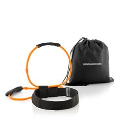 InnovaGoods - Weerstandsbanden Sportriem voor Bilspieren, Buik en Benen, Inclusief Oefengids en Draagtas, Latex en Nylon, Zwart en Oranje, 40 lb Weerstand