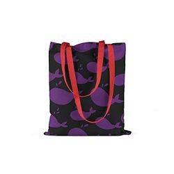 Bonamaison Printed Tote Bag, Reusable Grocery Bag, Shopping Bag, Machine Washable, Foldable, Canvas Cloth Bag with Red Handles, Size: 34x40 Cm