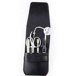 Alpen 6874 Leather Manicure Set 5 Pieces Scissors, Cutter, Tweezers, File, Hanger