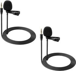 NEEWER Confezione da 2 microfoni Lavalier da bavero Compatibile con DJI Rode Wireless GO II Wireless Pro microfono wireless, 3,5 mm TRS omnidirezionale a condensatore cablato con clip per YouTube Live