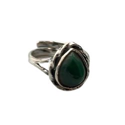 VIE Giant Teardrop Crystal Ring, Malachite