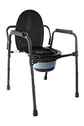 PEPE Mobility - Chaise Percée Toilette, Pot de Chambre Adulte, Cadre de Sécurité WC, Accoudoir Personne Âgée, Ajustable, Handicapé, Noir