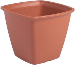 Iris Ohyama, Vaso per piante, fioriera quadrata con sistema di drenaggio/conservazione dell'acqua per il giardinaggio - Square Plant Pot300, Marrone