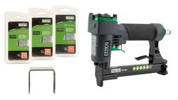 SALKI | Pack Grapadora CSK G80 + Grapas 80-10mm | 80-12mm y 80-14mm | Pistola de grapas neumática para tapizados