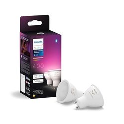 Philips Hue GU10 Smart Bulb, Vit Och Färgad, 2-Pack, Bluetooth-Kompatibel, Röststyrning Med Alexa, Apple Home Och Google Assistant