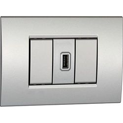 VEMER VE762400 POWER USB-oplader met wandmontage, voor inbouwdozen 503, 504, 506, 1 module, compatibel met hoofdseries van de burgerbevolking, Silver Tech