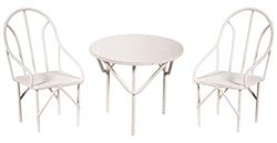 Rayher 46066102 zitgroep 3-delig, 2 stoelen plus 1 tafel, 1 set, draad, wit, 18 x 13 x 5,8 cm