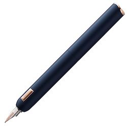LAMY dialog cc reservoarpenna 081 i mattblå lackfinish med roterande mekanism, 14 k. Bicolor roséguldfjäder i M, inklusive 5-pack LAMY T 10-patroner blå, omvandlare Z 27 och läderuttag
