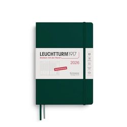 LEUCHTTURM1917 372582 Agenda semainier 2026, format moyen (A5), 12 mois, vert forêt, en allemand