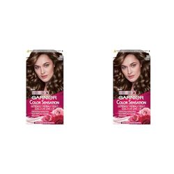 Garnier Color Sensation Brown Hair Dye Permanent 5.0 Luminous Brown (Pack of 2)