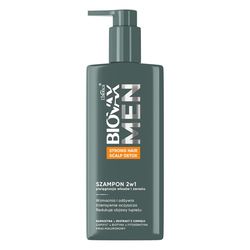 Biovax Men Strong Hair & Scalp Detox Shampooing 2-en-1 Soin des cheveux et des poils du visage, 200 ml