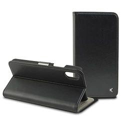 KSIX smart your tech Flip Case for iPhone X, iPhone XS, Semi-Rigid, Standing, Black