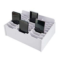 Sanfurney Caja de almacenamiento para teléfono móvil, soporte para calculadora, para clase escolar, organizador de teléfono móvil, 24 ranuras Style-a-24-blanco