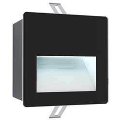 EGLO Led Inbouwlamp buiten Aracena, inbouw-buitenlamp, wand verlichting van helder glas, zwart kunststof en aluminium, inbouwspot buitenverlichting, neutraal wit, IP64, L x B 14 cm