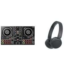 Pioneer DJ DDJ-200 Smart DJ Controller, Black & Sony WH-CH520 Wireless Bluetooth Headphones - up to 50 Hours Battery Life with Quick Charge, On-ear style - Black