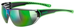 uvex Sportstyle 204, óculos desportivos unissexo, de espelho, conforto sem pressão e suporte perfeito, preto verde/verde, um tamanho
