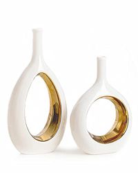 KuJaRen Ensemble de vases Modernes en céramique pour décoration, 2 pièces, 16 x 24 cm (l x H x H) et 15 x 30 cm (l x H)